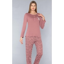 Uzun Kol Mevsimlik Pijama Takımı Viskon Alperi 790-53 K. Pembe