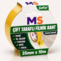 Çift Taraflı Filmik Şeffaf Bant 35 Mm X 10 Metre Yapışkanlı Hobi Bandı El Çok Amaçlı Bantları