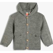 Koton Kapşonlu Örgü Hırka Düğme Kapamalı Cep Detaylı Gri 4wmb90001tt 4WMB90001TT031 Gri