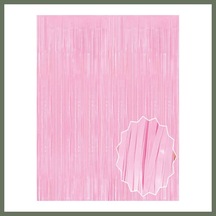 Bezos Soft Pembe Püsküllü Kapı Perdesi - Parti, Baby Shower, Cinsiyet Partisi 1x2 M Bezos1