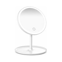 3 Işık Modlu Led Makyaj Aynası, Sarı, Beyaz Ve Doğal Işık Seçenekli, Dokunmatik Sensörlü Açma,kapama, Ayarlanabilir Parlaklık, Masaüstü Kozmetik Ve Bakım Aynası, Şık Modern Tasarım