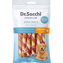 Dr.sacchi Premium Tavuk Sargılı Çift Renkli Sığır Derisi Burgu Çubuk Tahılsız Köpek Ödülü 5 10lu 120 Gr 109-30009.01