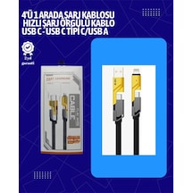 Usb-c Ve Lightning Uyumlu 4'ü 1 Arada Kablo 65w Hızlı Şarj, Örgülü Dayanıklı Yapı Diğer