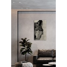 Taş Tablo Bozkurt - Duvar Dekoru, Kurt Tablo, Salon Tablosu 30x50cm