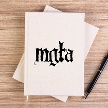 Mgla Logo Text Çizgisiz Kanvas Defter Krem