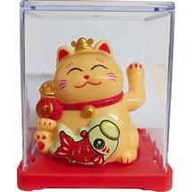 Maneki Neko El Sallayan Mini Şans Kedisi Krem Solar Güneş Enerjili 5x5cm F11krm11