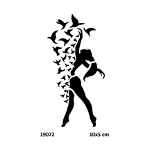 Airbrush Tattoo Kadın Ve Kuşlar Yapışkanlı Stencil Süsleme Ve Boyama Kalıbı Stencil Kalıp