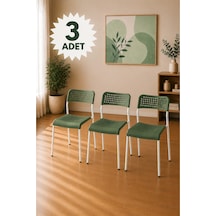 Mira Yeşil/beyaz Sandalye Plastik Gövdeli Metal Ayaklı, Mutfak Sandalyesi, Çalışma, Bahçe, Yemek Oda Yeşil/beyaz- 3 Adet