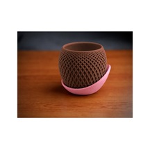 Alvera Küre Saksı 3d Baskı Kafes Dokulu Iki Parçalı Dekoratif Saksı - Kahverengi-pembe