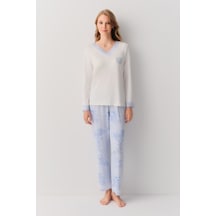 Suwen Giselle Pijama Takımı Sh26263660348 Mavili