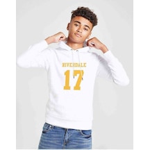 Tshirthane Riverdale 17 Baskılı Unisex Çocuk Kapüşonlu Beyaz Sweatshirt