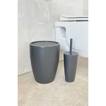 Primanova Pure 2'li Banyo Seti Çöp Kovası + Tuvalet Fırçası Gri Renkli