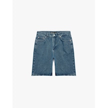 Koton Normal Bel Pamuklu Bermuda Straight Fit Jean Şort Orta İndigo 6sam40397nd