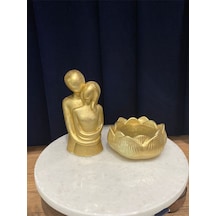 Bernami Mumluk Şamdanpinterest Altın Gold Rengi Sarılan Çift, Lotus Mumluk Seti Diğer