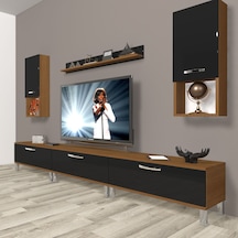 Decoraktiv Eko 270da Mdf Krom Ayaklı Tv Ünitesi Tv Sehpası Ceviz - Siyah