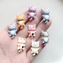 Mor 10 Adet Randommixed Sevimli Kedi Reçine Düz Arka Dekoratif Karalama Defteri Dıy Telefon Kılıfı Saç Dekorasyon Reçine Aksesuarları