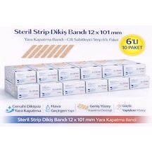 Steril Strip Dikiş Bandı 12 X 101 Mm Yara Kapatma Bandı Cilt Sabitleyici Strip 6 Lı 10 Paket