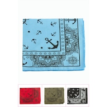 Çapa Desenli Keten Bandana 50 50 Standart