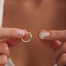 Sembol Gold Altın Damla Baget Küpe 1.5 Cm