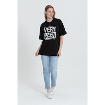 R-5739 Bisiklet Yaka Very Baskılı Oversize T-shırt-siyah Siyah R-5739 Bisiklet Yaka Very Baskılı Oversize T-shırt-siyah Siyah