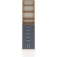 Arges Dolap 4 Raflı 5 Çekmeceli 2 Kapaklı 60x30x243 Çam-antrasit Atlas Çam