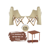Bag The Joy Ahşap Masa Sandalye Seti Kahverengi - Bej - 60 60 55c Bej