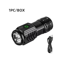 Ultra Güçlü El Feneri 3 Çekirdekli Led Mini Taktik El Feneri Usb