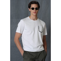 Lufian Erkek Sırıus Modern Grafik T-Shirt 111020169 Beyaz