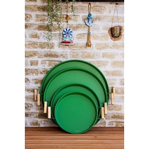 Kitchen Trend Metal 4 Lü 51 37 45 30 Cm Yeşil Ahşap Kulplu Yuva