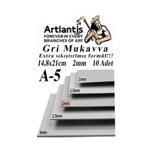 Artlantis A5 Mukavva Gri 2 Mm 10 Adet 1 Paket 14,8x21 Cm A-5 Mukavva 2,0 Mm Kalınlığında A-4 Mukavva