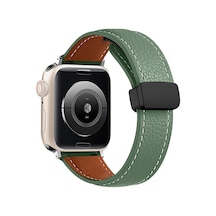Newface - 664 - Apple Watch Uyumlu 38mm Kr414 Daks Deri Kordon - - Novapazr - Koyu Yeşil