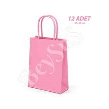 11x15 Cm Hediyelik Kağıt Çanta Pembe 12 Adet Tüm Yaşlar