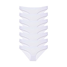 Hubrendy Beru 7 Adet Süper Eko Set Likralı Kadın Slip Külot Beyaz Çok Renkli