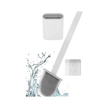 Home Duvara Yapıştırılabilir Silikon Wc Fırçası,ince Aralara Girebilir Silikon Klozet Fırçası Beyaz Siyah