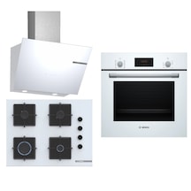 Bosch HBF512BW1T - POP7C2P30O - DWK66PJ20T Beyaz Ankastre Set
