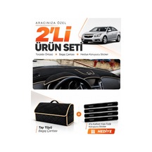 E-biz Chevrolet Cruze J300 Makyajsız 2008-2011 Uyumlu Torpido + Tay Tüyü Çanta - Siyah-bej - Ch006