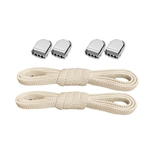 Akıllı Kilitli Ayarlanabilir 1 Çift Bej 6 Mm Lastik Pratik Bağcık Bej