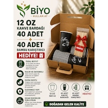 12 Oz Karton Bardak 40 Adet+40 Adet Karıştırıcı Hediye