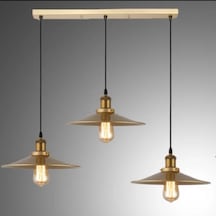 Dylight Retro Metal Dekoratif Eskitme Kaplama 3 Lü Masa Üstü Sıralı Avize Genişlik 60 Cm Beyaz