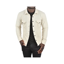 Deepsea Erkek Krem Örme Kalın Kumaş Gömlek Yaka Çıtçıtlı Cepleri Kapaklı Spor Ceket 2500557 False Krem