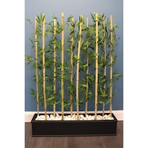 Yapay Çiçek Deposu 10 Çubuklu Ahşap Saksıda Bambu Seperatör 20x100x135cm