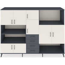 Hyperion Dolap 10 Raflı 4 Çekmeceli 8 Kapaklı 220x44x163 Antrasit Antrasit-aytaşı/antrasit