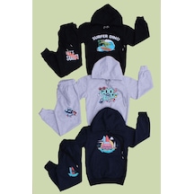 Panios Kids Alt-üst 3'lü Erkek Çocuk Yazı Baskılı Bel Detayı Lastikli Pijama Takımı Çok Renkli