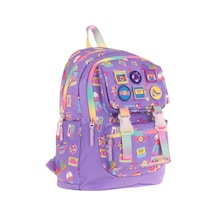 Kaukko Kids Kız Çocuk Armalı Hobi Desenli İlkokul Okul Sırt Çantası Dört Bölmeli - Mor - L5238 Mor