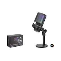 Hadron Me6sb Gaming Rgb Masaüstü Mikrofon Mikser Kontrollü Çinko Gövde Type-c 192khz 24bit - Siyah