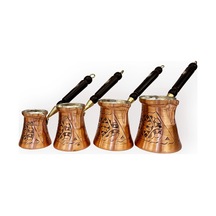 Paşa İşlemeli Skoçlu Bakır Cezve Takımı