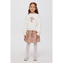 Panço Liberty Kumaş Nakışlı Kız Çocuk Sweatshirt Krem 5621GK08001