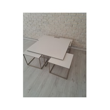 4küçük, 1büyük Mdf Boyalı, Metal Orta Sehpa Çok Renkli - 922828690 Çok Renkli