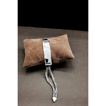 Omar Silver Erkek Kral 3,5 Mm Oval Çift Zincir Oksitli Plakalı Kü