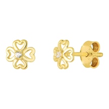 Goldkupe 14 Ayar Kalpli Yonca Altın Küpe 0,77 Gr-4100